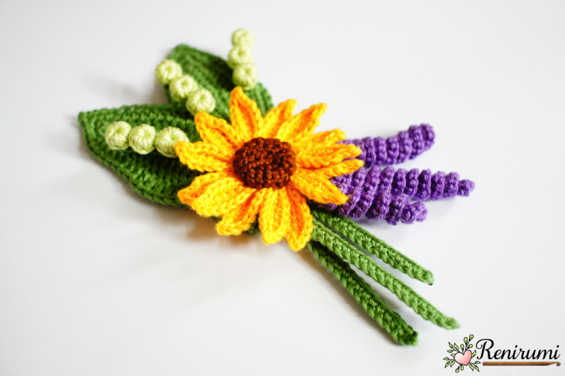 Crochet pattern boutonniere - Sunflower