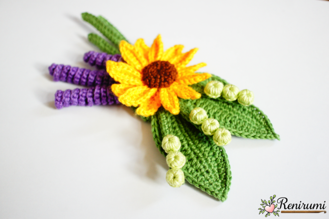 Crochet pattern boutonniere - Sunflower