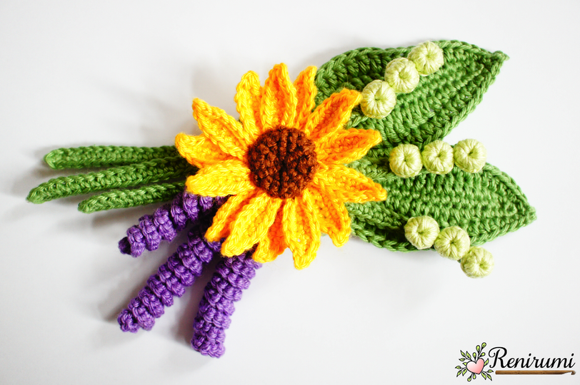 Crochet pattern boutonniere - Sunflower