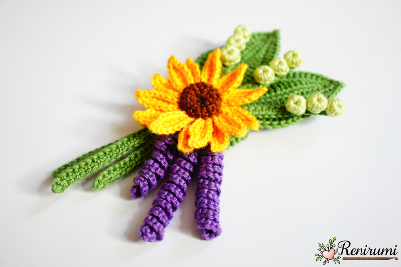 Crochet pattern boutonniere - Sunflower