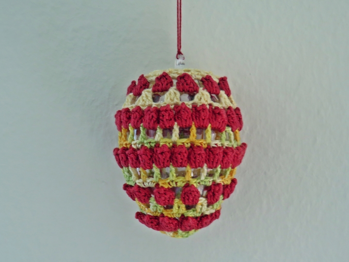 Osterei mit Popcorn- Maschen