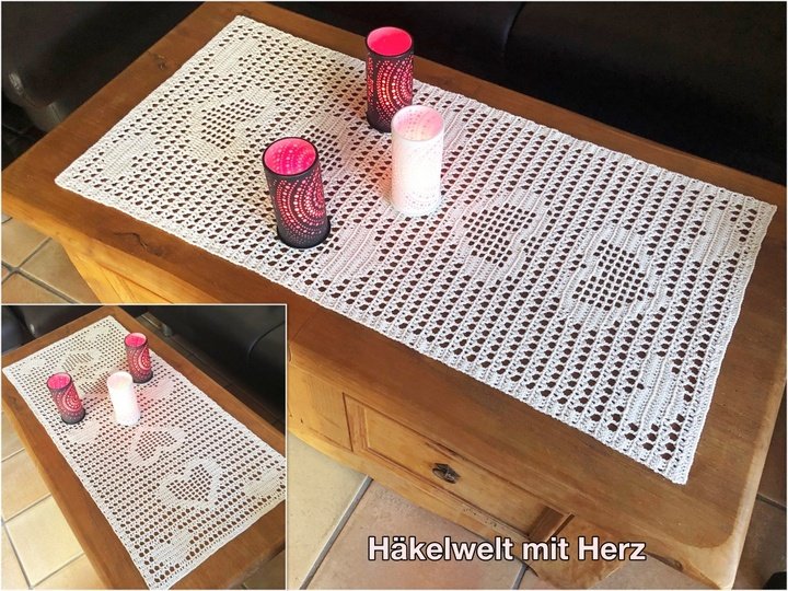 Häkeln / Tischläufer "Herzensangelegenheit"