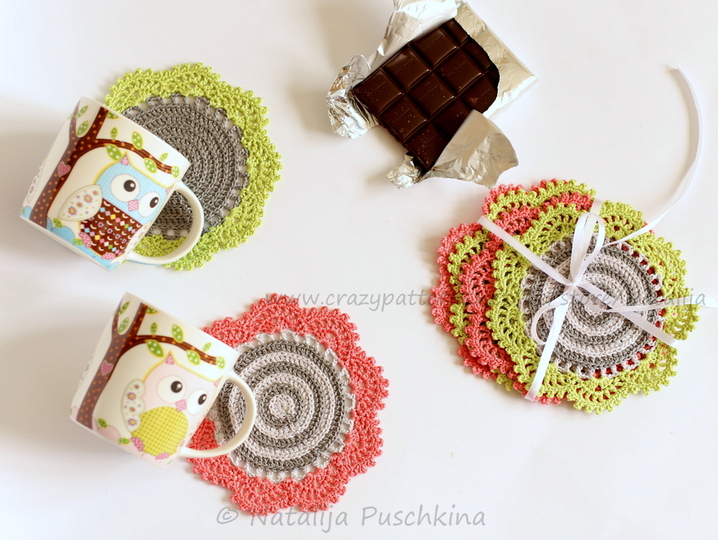 Häkelanleitung für Tassenuntersetzer Set 'Frühling'