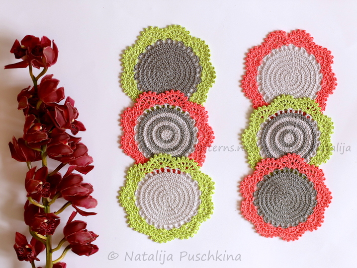 Häkelanleitung für Tassenuntersetzer Set 'Frühling'