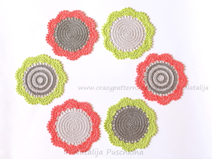 Häkelanleitung für Tassenuntersetzer Set 'Frühling'