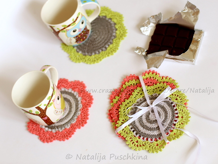 Häkelanleitung für Tassenuntersetzer Set 'Frühling'