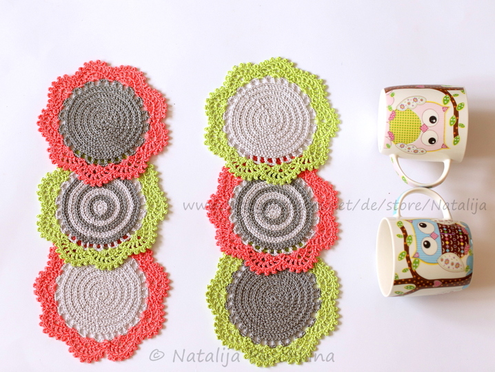 Häkelanleitung für Tassenuntersetzer Set 'Frühling'