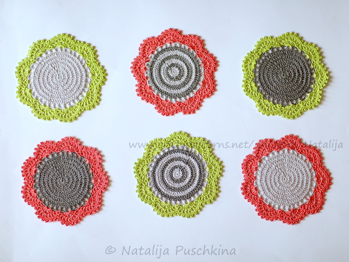 Häkelanleitung für Tassenuntersetzer Set 'Frühling'