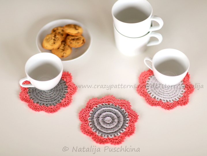 Häkelanleitung für Tassenuntersetzer Set 'Frühling'