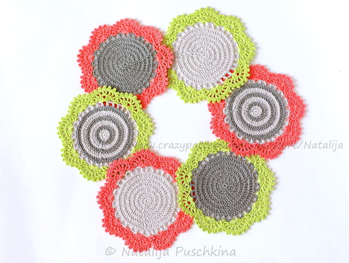 Häkelanleitung für Tassenuntersetzer Set 'Frühling'