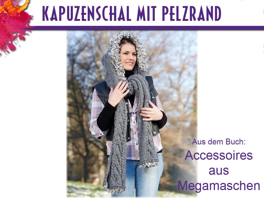 Kapuzenschal mit kuscheligem Pelzrand