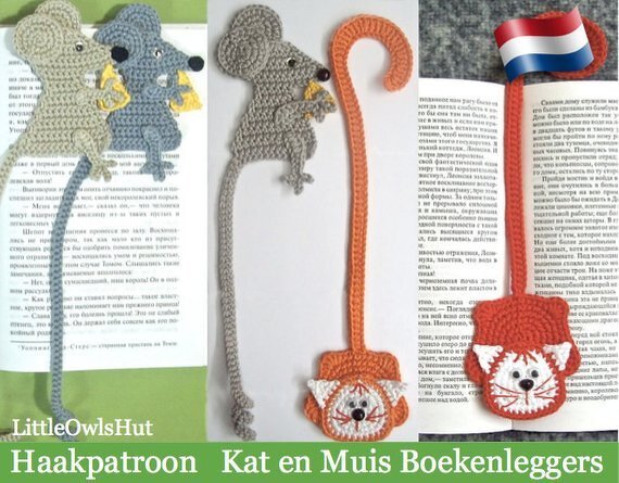 024NLY Kat en Muis Boekenleggers - Amigurumi Haakpatroon - PDF by Zabelina CP
