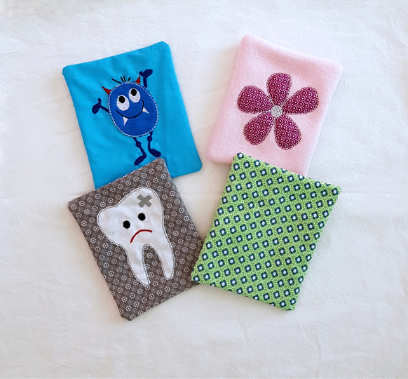 Stickdatei Hülle Kühlkompresse 4er Set  13 cm x 18 cm