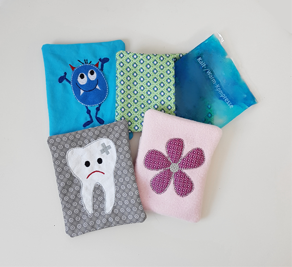 Stickdatei Hülle Kühlkompresse 4er Set  13 cm x 18 cm