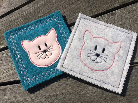 MugRug Katze ITH Stickdatei 10x10