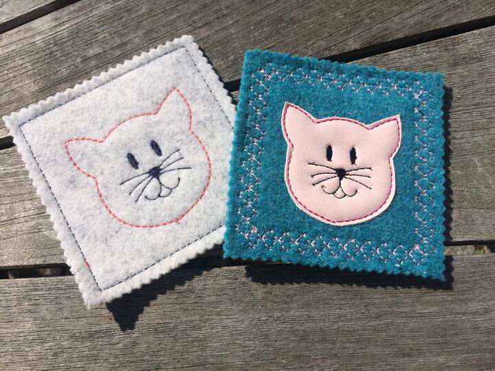 MugRug Katze ITH Stickdatei 10x10