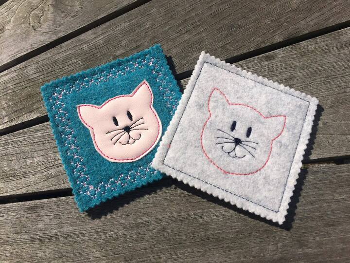MugRug Katze ITH Stickdatei 10x10