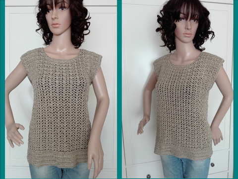 ärmelloses Häkel-Top Shirt Puntino Gr. S/M L/XL