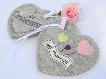 ITH Stickdatei Herz zur Hochzeit 3er SET 10x10cm