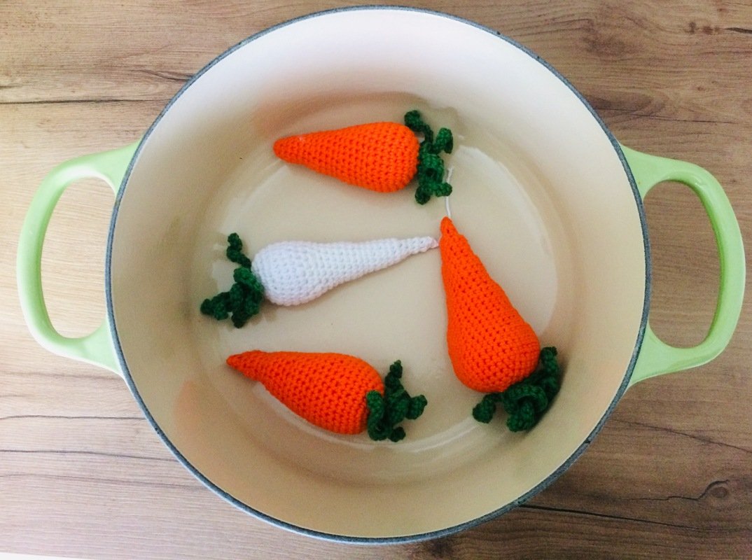 Häkelanleitung Möhren / Karotte und Pastinake