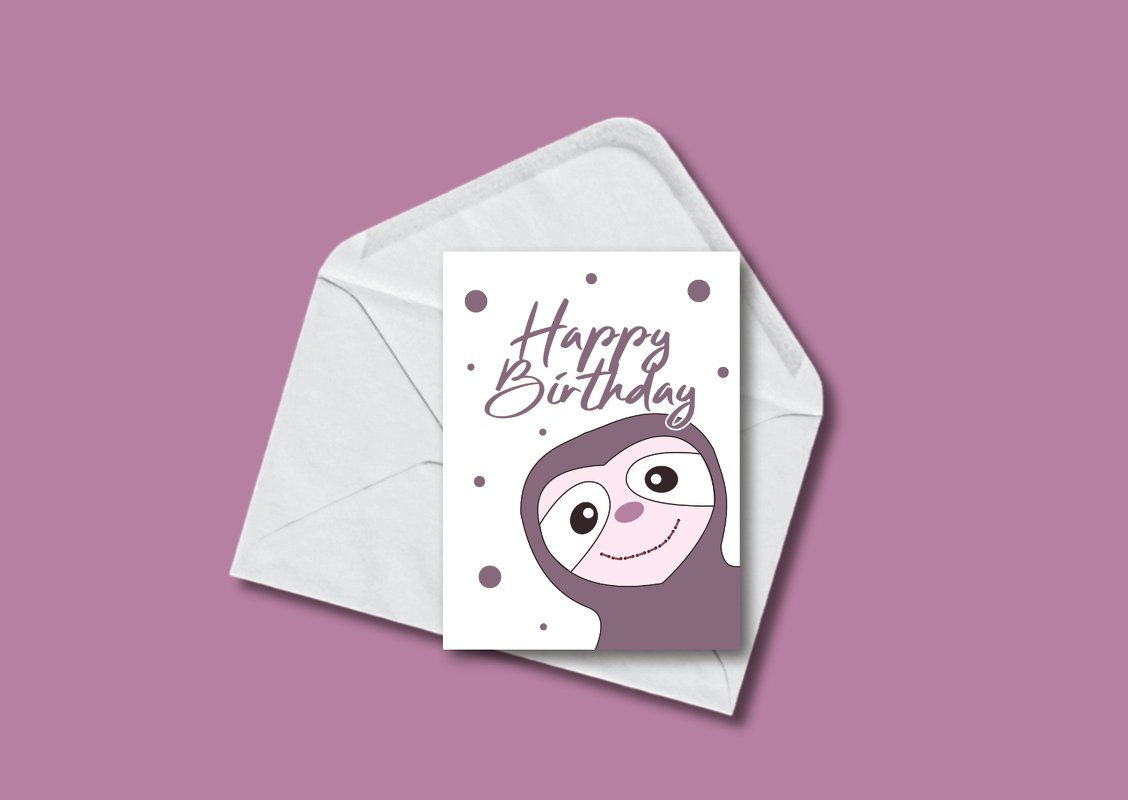 Faultier - Geburtstagskarte zum Ausdrucken