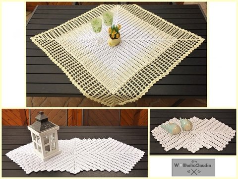 Häkelanleitung 2er-Spar Set "Mitteldecke + Tischläufer Unendlich"