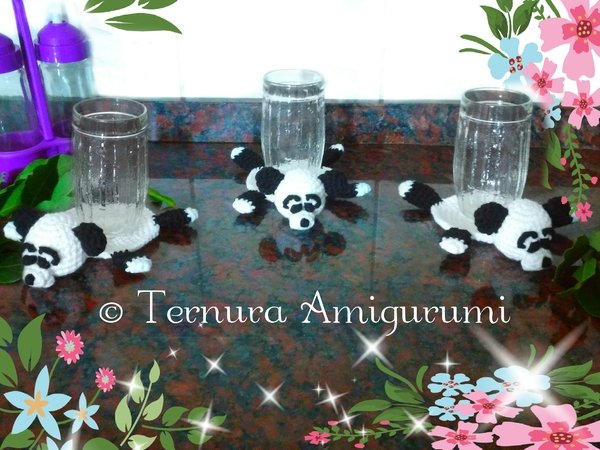 FREE Crochet pattern for panda bear coasters pdf ternura amigurumi english- deutsch