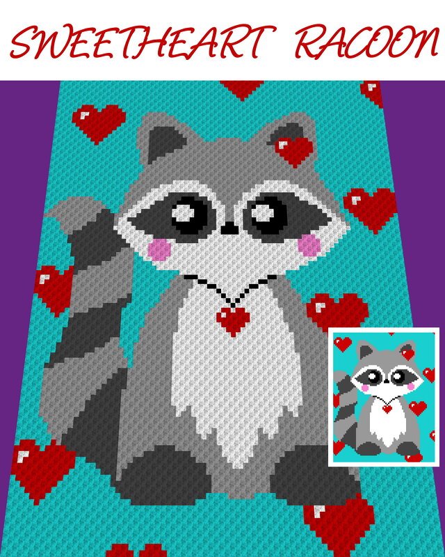 Häkelmuster *SwEEthearT RacOOn* Grafihäkelmuster für C2C Decke