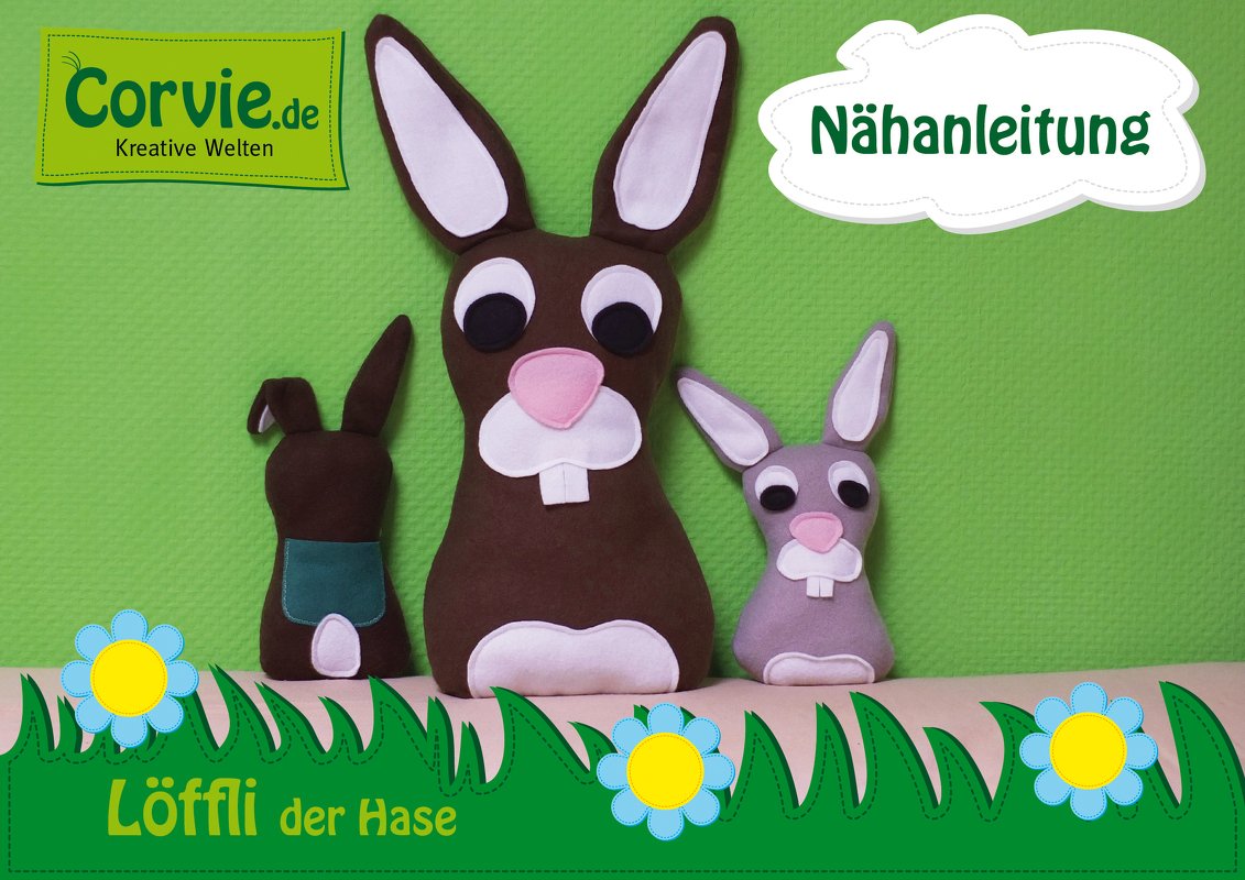 Löffli der Hase mit Kiepe – Nähanleitung + Schnittmuster in 2 Größen