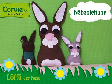 Löffli der Hase mit Kiepe – Nähanleitung + Schnittmuster in 2 Größen