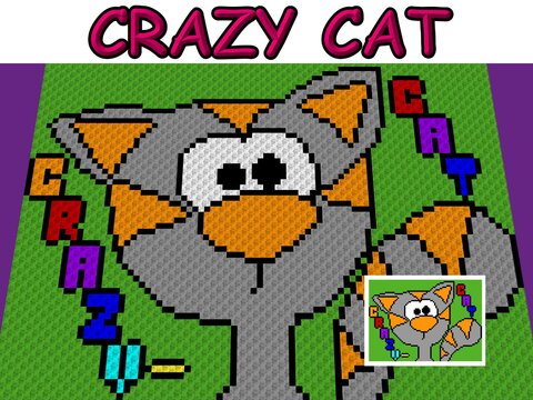 Häkelmuster *CrazY CaT* Grafihäkelmuster für C2C Decke