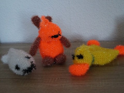 3 tiersiche Freunde Badespaß mit Bubble Badeschwämmen