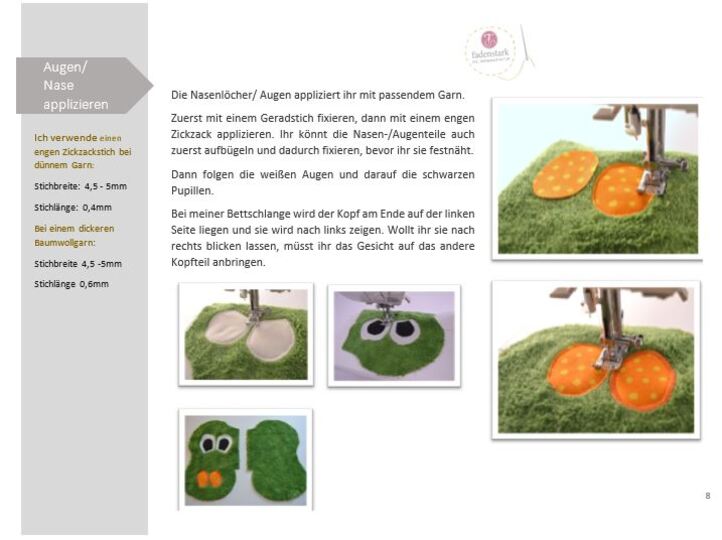 E-Book Bettschlange Dino Frido - Nähanleitung, Schnittmuster mit Maßangaben