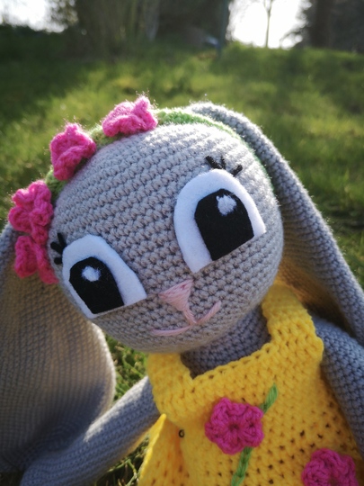 Cute Bunny Crochet Pattern: Henriette - 18 Inch Tall with Yellow Dress