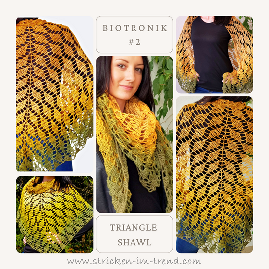 Crochet Pattern for Triangle Shawl | Shawl BioTronik #2