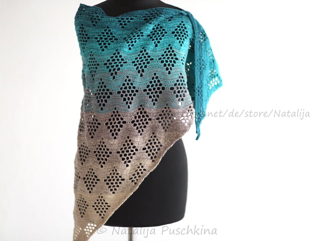 Dreieckstuch 'Wellen' - Anleitung mit Häkelschrift - Bild 5