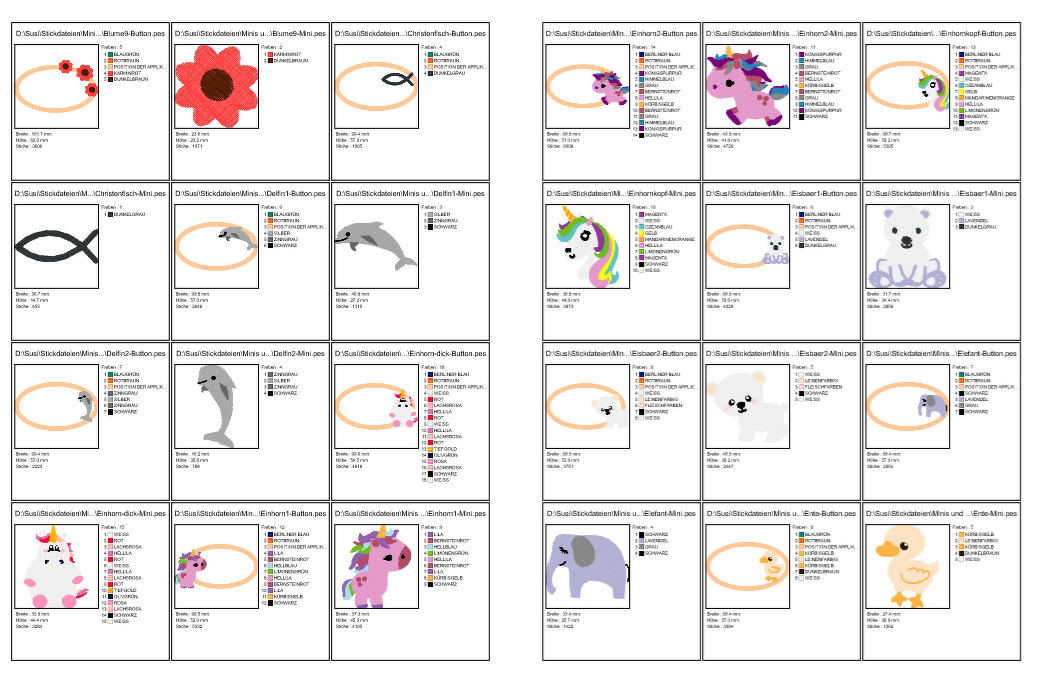 60 Minis jeweils mit Button Stickdatei - Bild 8