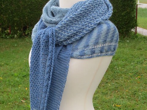 Strickanleitung Blue Mixed Tuch und Stirnband
