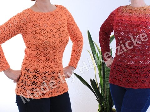 Häkelanleitung Tunika Raglan RVO *Modell Tracy * - Alle Größen möglich -