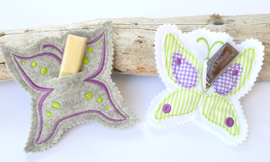 ITH Schmetterling Stickdatei Geschenkanhänger 10x10cm