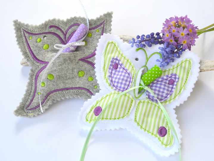 ITH Schmetterling Stickdatei Geschenkanhänger 10x10cm