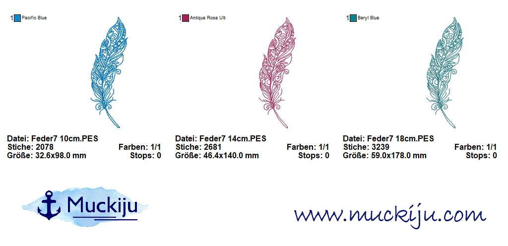 ★Stickdatei SET "Feder 7" ★10x10 & 13x18★ 3 Größen - Bild 2