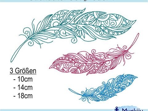 ★Stickdatei SET "Feder 7" ★10x10 & 13x18★ 3 Größen