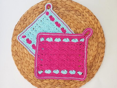 Topflappen "I love you" häkeln, Anfänger