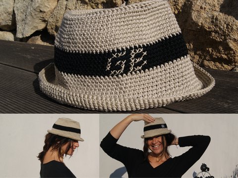 Hut Günter mit Initialen (Gr. S, M, L - inkl. ABC-Kreuzstichvorlage)