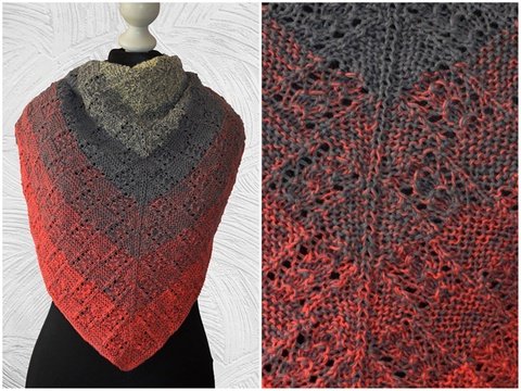 Strickanleitung Dreieckstuch groß Loch-Strukturmuster Joamerali