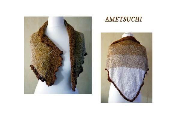 pattern for knitted triangular scarf Ametsuchi