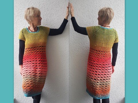 Häkelanleitung Kleid, Ballonkleid, Gr.S-XL