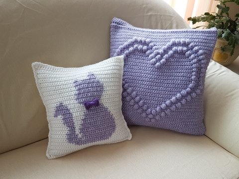 Häkelanleitung Herz- und Katzenkissen