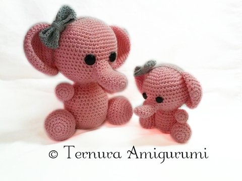 Mutter und Babyelefant! 2 PDF-Häkelanleitungen ternura amigurumi english- deutsch- dutch